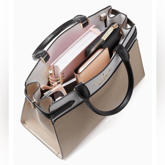 ♠️ kate spade Staci Saffiano Colorblock Medium Satchel Crossbody Bag, Gray Multi - Picture 7 of 16